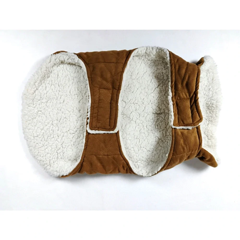 UGG Brown Dog Coat Large Quilted Sherpa Fleece Lined Hook Loop Closure